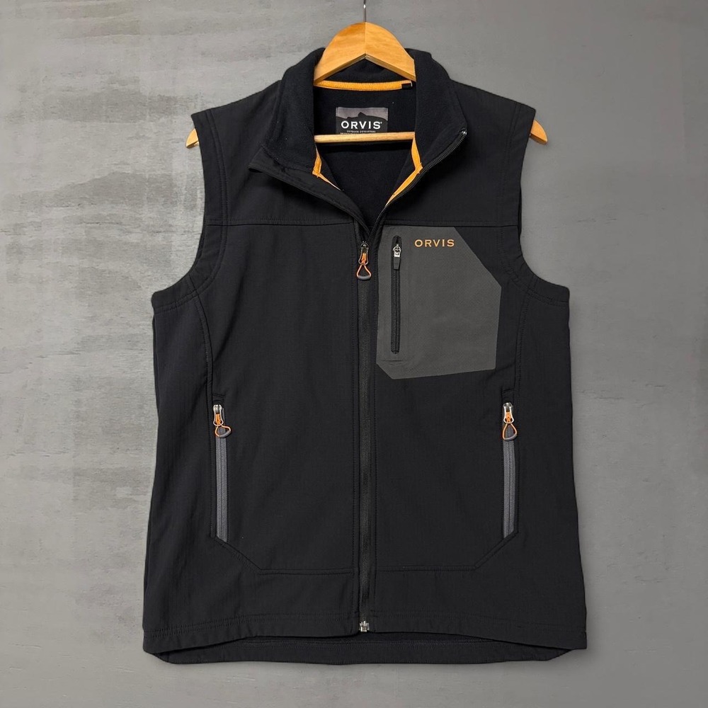 Orvis Softshell Vest Black Utility Full Zip Outdoor Hiking Men's Medium